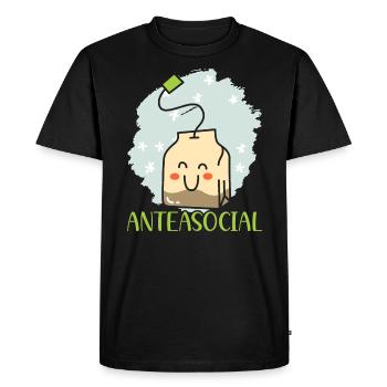 Anteasocial Tea Drinker Introverted Introvert - Men's Premium Organic T-Shirt - black - Front - Nico (187cm)