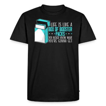 La vie est comme une boîte de boosters Packs Collectionneur de cartes - T-shirt Premium bio Homme - noir - Devant - Nico (187cm)