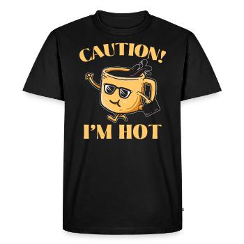 Caution I'm Hot Chocolate Drinker Choco Drink - Men's Premium Organic T-Shirt - black - Front - Nico (187cm)