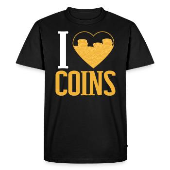 I Love Coin Collector Numismatist Coin Collecting - Men's Premium Organic T-Shirt - black - Front - Nico (187cm)