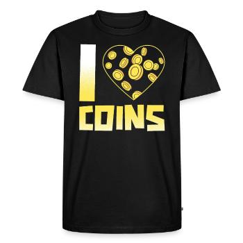 I Love Coin Collector Numismatist Coin Collecting - Men's Premium Organic T-Shirt - black - Front - Nico (187cm)