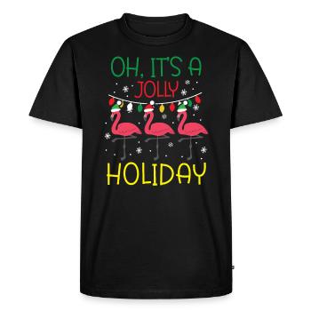 Oh c’est un joyeux jour de Noël de Flamant rose - T-shirt Premium bio Homme - noir - Devant - Nico (187cm)