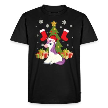 Licorne Jour de Noël Joyeuses Fêtes Père Noël - T-shirt Premium bio Homme - noir - Devant - Nico (187cm)