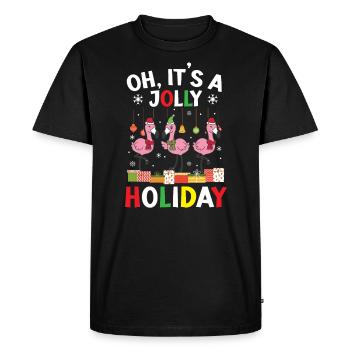 Oh c’est un joyeux jour de Noël de Flamant rose - T-shirt Premium bio Homme - noir - Devant - Nico (187cm)