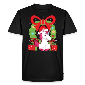 Licorne Jour de Noël Joyeuses Fêtes Père Noël - T-shirt Premium bio Homme - noir - Devant - Nico (187cm)