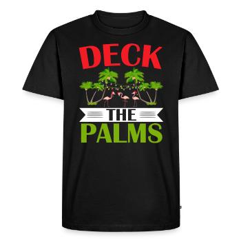 Deck The Palms Flamingo Lover Joyeux Noël - T-shirt Premium bio Homme - noir - Devant - Nico (187cm)