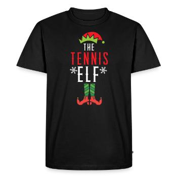 Le joueur de tennis elfe de tennis Le jour de Noël - T-shirt Premium bio Homme - noir - Devant - Nico (187cm)