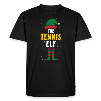 Le joueur de tennis elfe de tennis Le jour de Noël - T-shirt Premium bio Homme - noir - Devant - Nico (187cm)