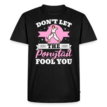 Ne laissez pas la queue de cheval vous tromper MMA Taekwondo Girl - T-shirt Premium bio Homme - noir - Devant - Nico (187cm)