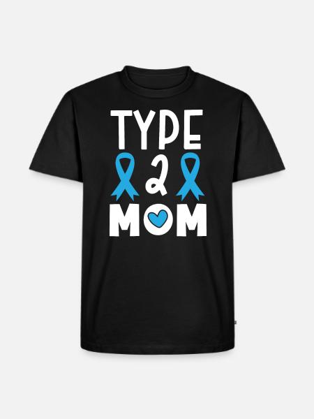 Type 2 Mom T2D Supporter Diabetes Awareness - Men's Premium Organic T-Shirt - black