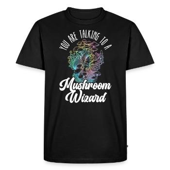 Vous parlez à un magicien champignon mycologie - T-shirt Premium bio Homme - noir - Devant - Nico (187cm)