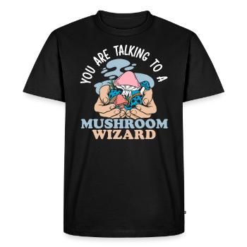 Vous parlez à un magicien champignon mycologie - T-shirt Premium bio Homme - noir - Devant - Nico (187cm)