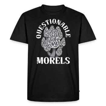 Questionable Morels Mushroom Mycology Foraging - Men's Premium Organic T-Shirt - black - Front - Nico (187cm)