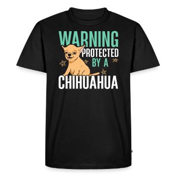 Warning Protected By Chihuahua Dog Owner Puppy - Men's Premium Organic T-Shirt - black - Front - Nico (187cm)
