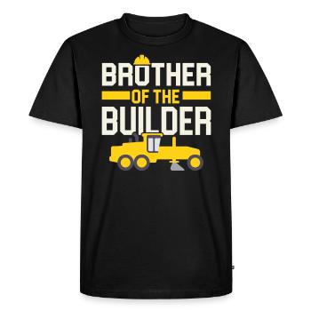 Frère du constructeur Ouvrier de la construction - T-shirt Premium bio Homme - noir - Devant - Nico (187cm)