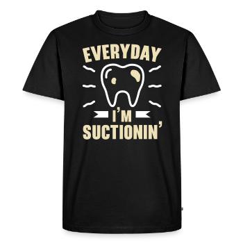 Chaque jour, j’aspire la dentisterie du futur dentiste - T-shirt Premium bio Homme - noir - Devant - Nico (187cm)