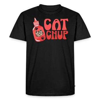 Rattrapage Ketchup Amoureux de la nourriture Gourmet Cat Whisperer - T-shirt Premium bio Homme - noir - Devant - Nico (187cm)