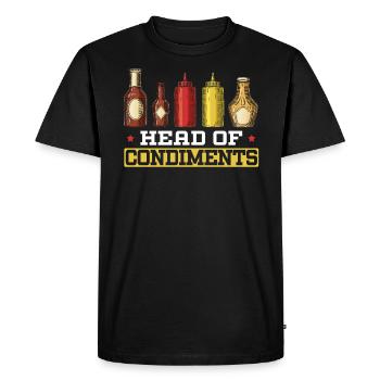 Head Of Condiments Food Lover Moutarde Mayonnaise - T-shirt Premium bio Homme - noir - Devant - Nico (187cm)