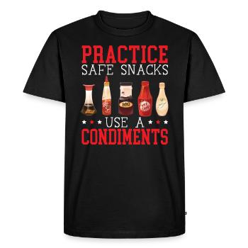 Pratiquez des collations sûres Utilisez un ketchup de condiment - T-shirt Premium bio Homme - noir - Devant - Nico (187cm)