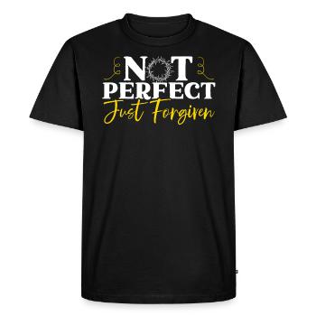 Not Perfect Just Forgiven Religious Christian - Men's Premium Organic T-Shirt - black - Front - Nico (187cm)