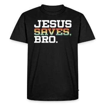 Jésus sauve frère religieux pasteur chrétien - T-shirt Premium bio Homme - noir - Devant - Nico (187cm)