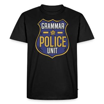 Unité de police de grammaire Professeur d'écriture anglaise - T-shirt Premium bio Homme - noir - Devant - Nico (187cm)