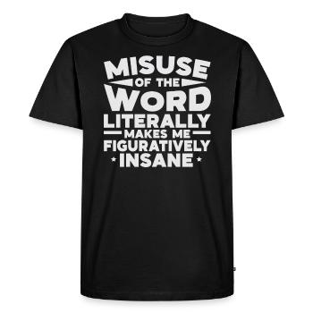 Grammaire Police Anglais Professeur d’écriture Apostrophe - T-shirt Premium bio Homme - noir - Devant - Nico (187cm)