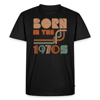 Né dans le millésime des années soixante-dix des années 1970 - T-shirt Premium bio Homme - noir - Devant - Nico (187cm)
