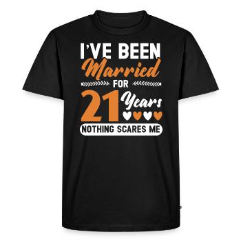 Je suis marié depuis 21 ans Rien ne me fait peur - T-shirt Premium bio Homme - noir - Devant - Nico (187cm)