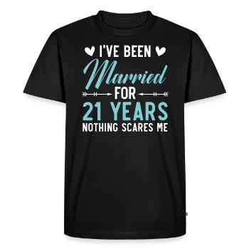 Je suis marié depuis 21 ans Rien ne me fait peur - T-shirt Premium bio Homme - noir - Devant - Nico (187cm)