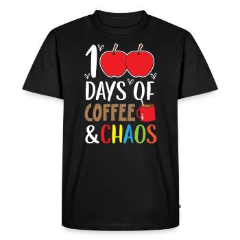 100 Days Of Coffee And Chaos 100 Days Of School - Men's Premium Organic T-Shirt - black - Front - Nico (187cm)