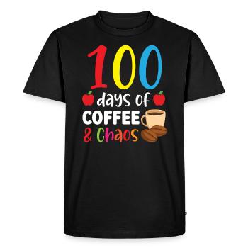 100 Days Of Coffee And Chaos 100 Days Of School - Men's Premium Organic T-Shirt - black - Front - Nico (187cm)