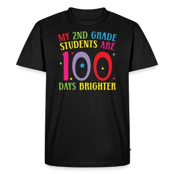 Joyeux professeur de 2e année du 100e jour d’école - T-shirt Premium bio Homme - noir - Devant - Nico (187cm)