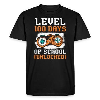 Niveau 100 jours d’école débloqué jeu vidéo Gamer - T-shirt Premium bio Homme - noir - Devant - Nico (187cm)