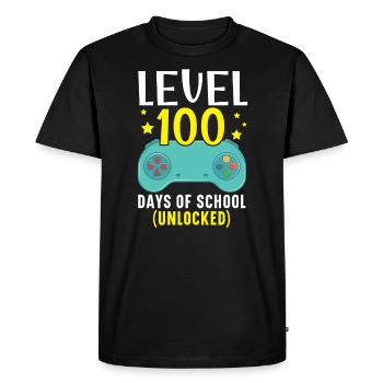 Niveau 100 jours d’école débloqué jeu vidéo Gamer - T-shirt Premium bio Homme - noir - Devant - Nico (187cm)