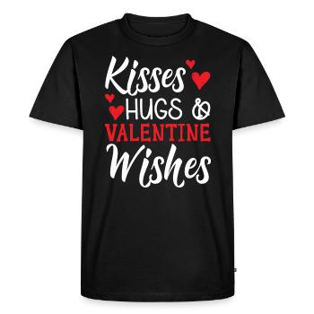 Kisses Hugs And Valentines Wishes Valentines Day - Men's Premium Organic T-Shirt - black - Front - Nico (187cm)