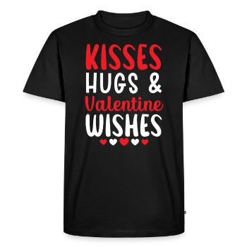 Kisses Hugs And Valentines Wishes Valentines Day - Men's Premium Organic T-Shirt - black - Front - Nico (187cm)