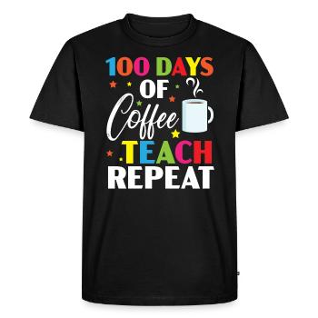 100 Days Of Coffee Teach Repeat 100 Days Of School - Men's Premium Organic T-Shirt - black - Front - Nico (187cm)
