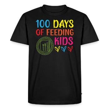 100 jours d’alimentation des enfants Déjeuner Lady School Cantine - T-shirt Premium bio Homme - noir - Devant - Nico (187cm)