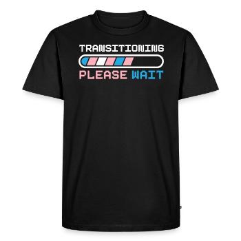 Transitioning Please Wait LGBTQ Pride Transgender - Men's Premium Organic T-Shirt - black - Front - Nico (187cm)