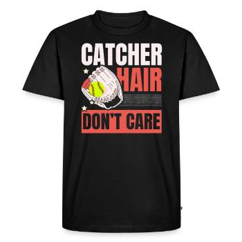 Catcher Hair Don't Care Softball Player Sports - Men's Premium Organic T-Shirt - black - Front - Nico (187cm)