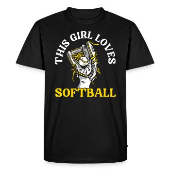 This Girl Loves Softball Player Pitcher Catcher - Men's Premium Organic T-Shirt - black - Front - Nico (187cm)