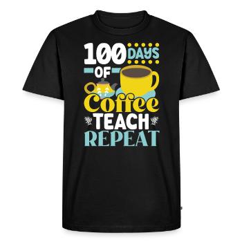 100 Days Of Coffee Teach Repeat 100 Days Of School - Men's Premium Organic T-Shirt - black - Front - Nico (187cm)