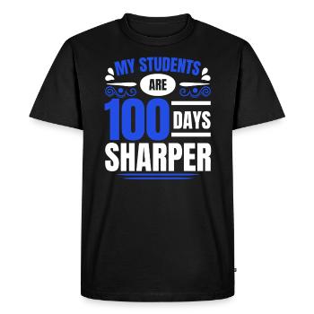 100 jours plus précis 100e jour d’enseignant - T-shirt Premium bio Homme - noir - Devant - Nico (187cm)