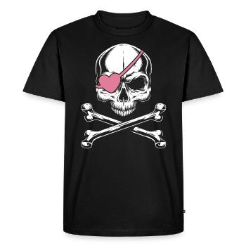 Saint-Valentin Hearts Day Cupidon Love Pirate Skull - T-shirt Premium bio Homme - noir - Devant - Nico (187cm)