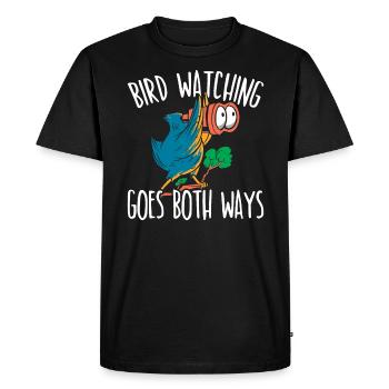 L’observation des oiseaux va dans les deux sens Conspiration des oiseaux - T-shirt Premium bio Homme - noir - Devant - Nico (187cm)