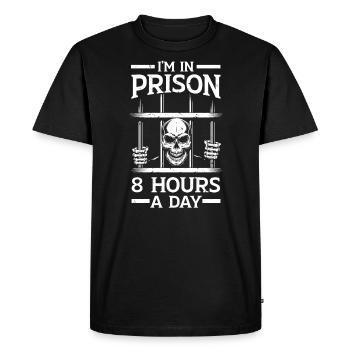 Je suis en prison 8 heures par jour Agent correctionnel - T-shirt Premium bio Homme - noir - Devant - Nico (187cm)