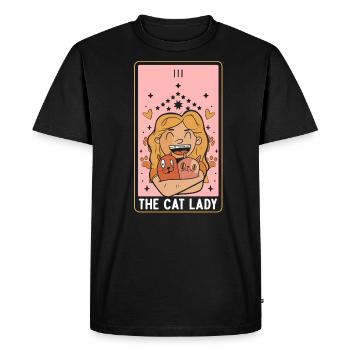 La carte de tarot de la dame du chat lisant la magie noire occulte - T-shirt Premium bio Homme - noir - Devant - Nico (187cm)