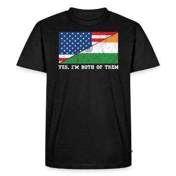 Oui, je suis tous les deux Drapeau des États-Unis de la Journée de la République de l’Inde - T-shirt Premium bio Homme - noir - Devant - Nico (187cm)