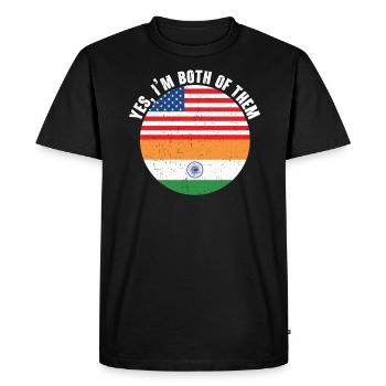 Oui, je suis tous les deux Drapeau des États-Unis de la Journée de la République de l’Inde - T-shirt Premium bio Homme - noir - Devant - Nico (187cm)